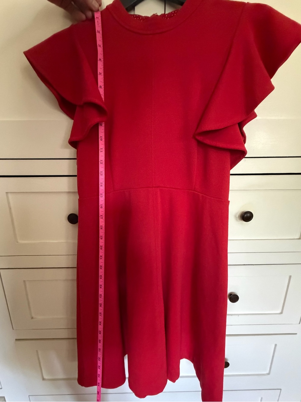 Maeve Red Ruffle-Sleeve Midi Dress - Picture 6 of 8